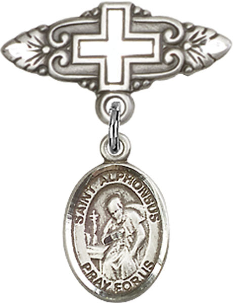 St. Alphonsus Charm and Badge Pin with Cross