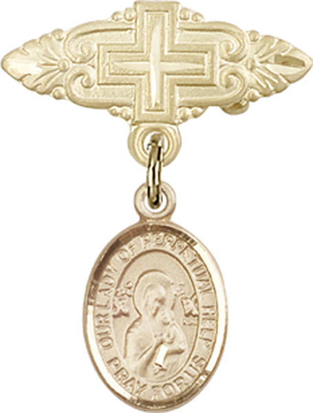 Our Lady of Perpetual Help Charm and Badge Pin with Cross