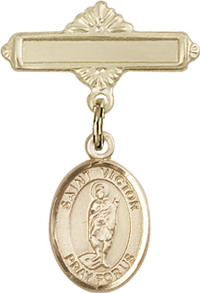 St. Victor of Marseilles Charm and Polished Engravable Badge Pin