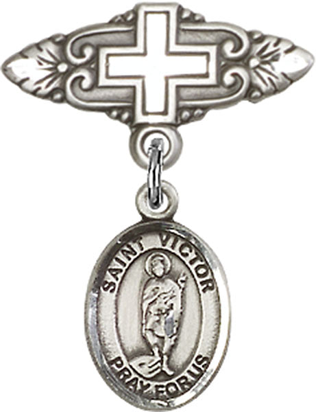 St. Victor of Marseilles Charm and Badge Pin with Cross