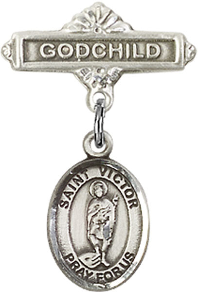 St. Victor of Marseilles Charm and Godchild Badge Pin