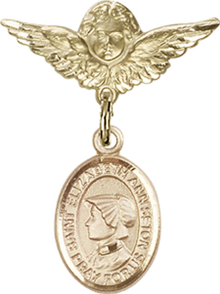 St. Elizabeth Ann Seton Charm and Angel with Smaller Wings Badge Pin