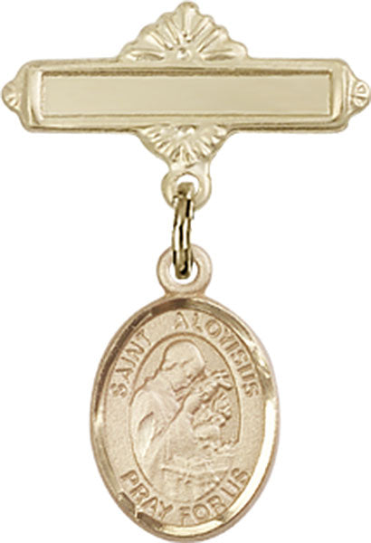 St. Aloysius Gonzaga Charm and Polished Engravable Badge Pin