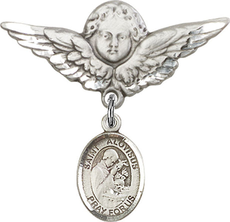 St. Aloysius Gonzaga Charm and Angel with Larger Wings Badge Pin