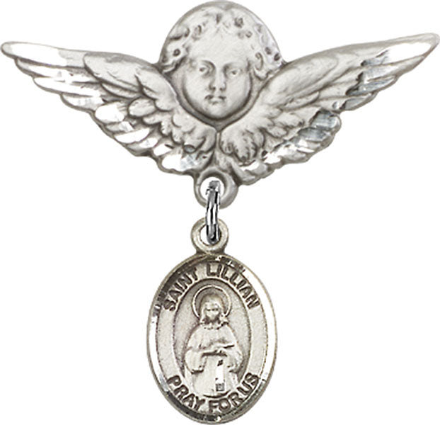 St. Lillian Charm and Angel with Larger Wings Badge Pin