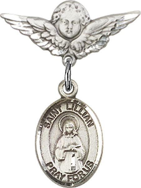 St. Lillian Charm and Angel with Smaller Wings Badge Pin