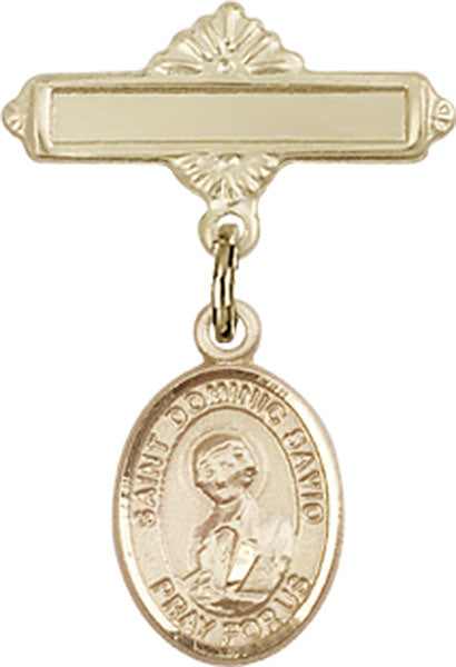 St. Dominic Savio Charm and Polished Engravable Badge Pin