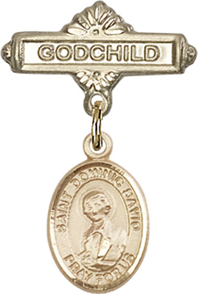 St. Dominic Savio Charm and Godchild Badge Pin