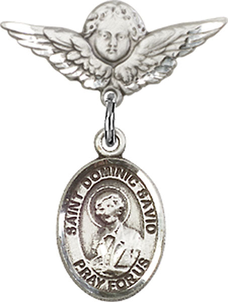 St. Dominic Savio Charm and Angel with Smaller Wings Badge Pin