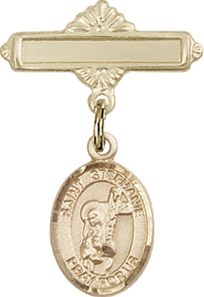 St. Stephanie Charm and Polished Engravable Badge Pin