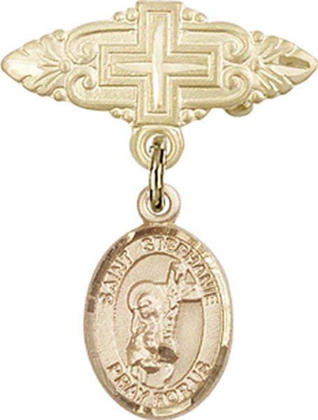St. Stephanie Charm and Badge Pin with Cross