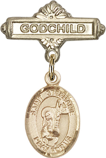 St. Stephanie Charm and Godchild Badge Pin