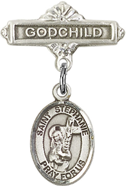 St. Stephanie Charm and Godchild Badge Pin