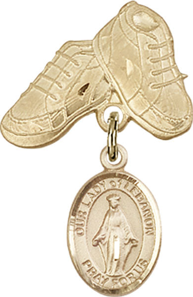 Our Lady of Lebanon Charm and Baby Boots Pin
