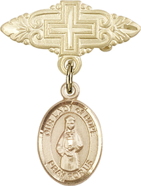 Our Lady of Hope Charm and Badge Pin with Cross
