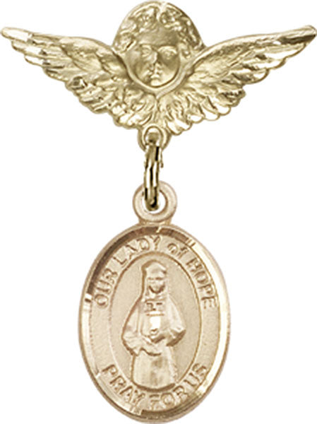 Our Lady of Hope Charm and Angel with Smaller Wings Badge Pin
