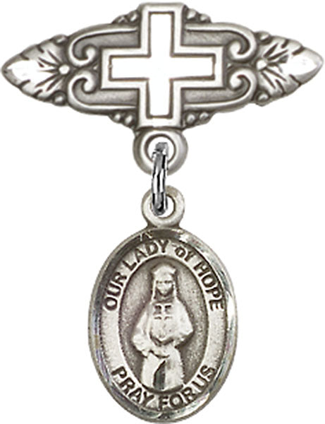 Our Lady of Hope Charm and Badge Pin with Cross