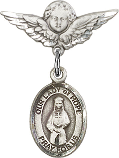 Our Lady of Hope Charm and Angel with Smaller Wings Badge Pin