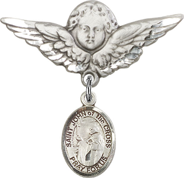 St. John of the Cross Charm and Angel with Larger Wings Badge Pin
