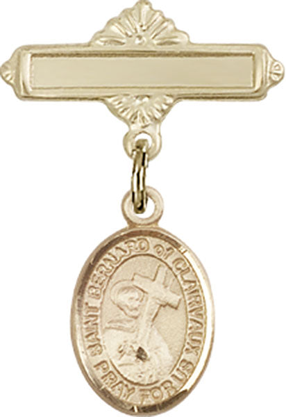 St. Bernard of Clairvaux Charm and Polished Engravable Badge Pin
