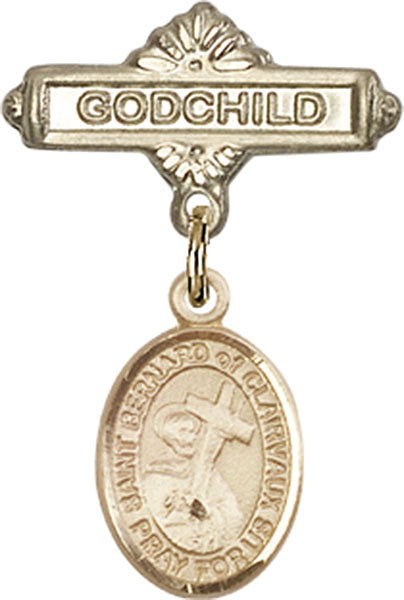 St. Bernard of Clairvaux Charm and Godchild Badge Pin