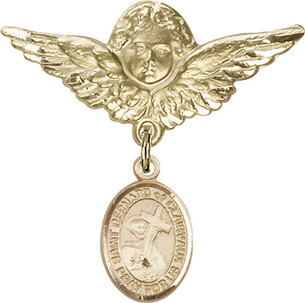 St. Bernard of Clairvaux Charm and Angel with Larger Wings Badge Pin