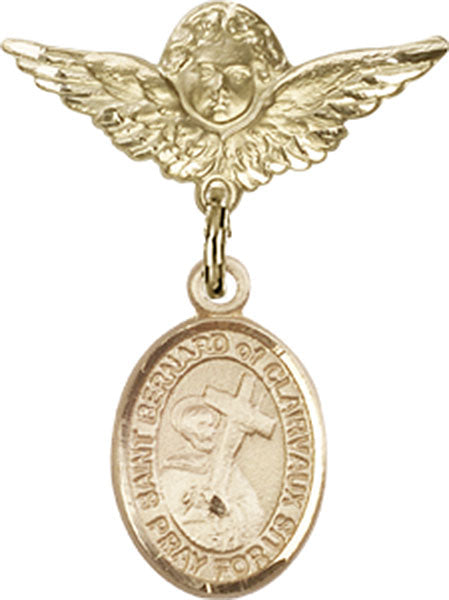 St. Bernard of Clairvaux Charm and Angel with Smaller Wings Badge Pin