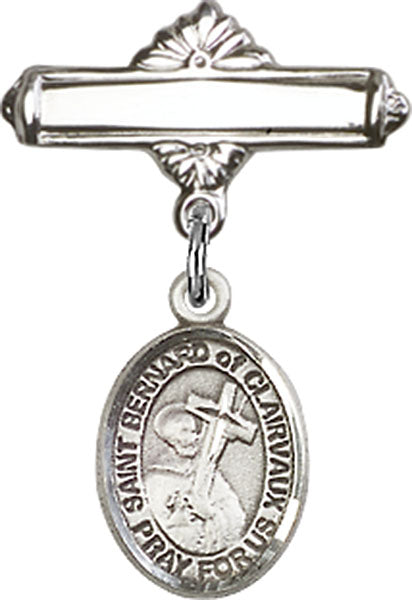 St. Bernard of Clairvaux Charm and Polished Engravable Badge Pin