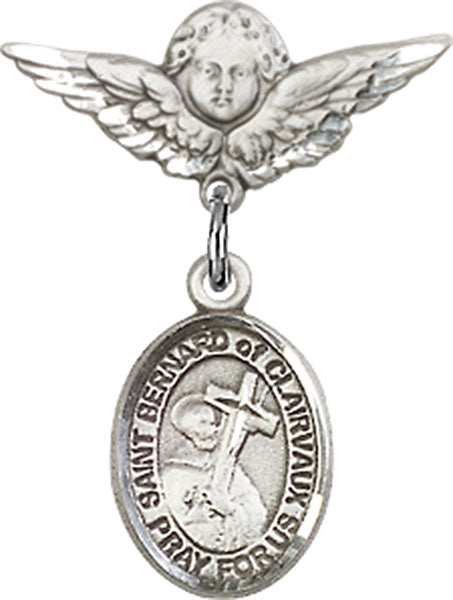 St. Bernard of Clairvaux Charm and Angel with Smaller Wings Badge Pin