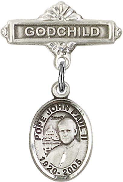 Pope John Paul II Charm and Godchild Badge Pin