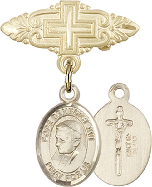Pope Benedict XVI Charm and Badge Pin with Cross