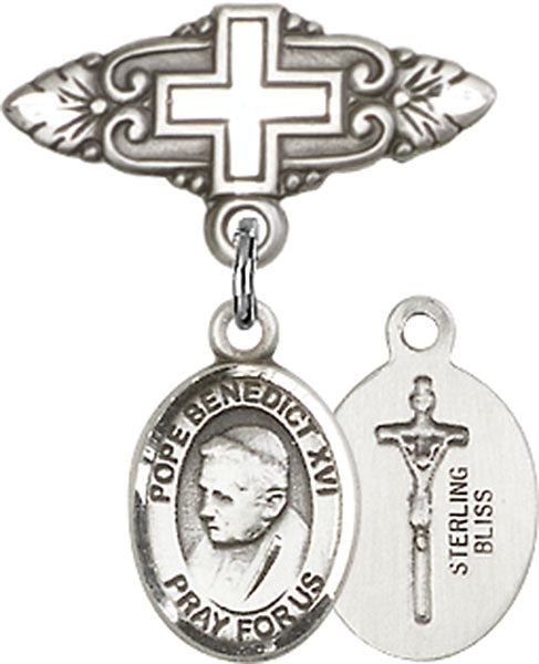 Pope Benedict XVI Charm and Badge Pin with Cross