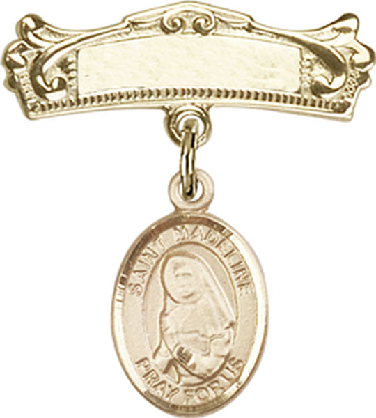 St. Madeline Sophie Barat Charm and Arched Polished Engravable Badge Pin