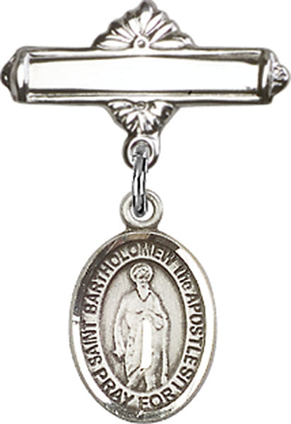 St. Bartholomew the Apostle Charm and Polished Engravable Badge Pin