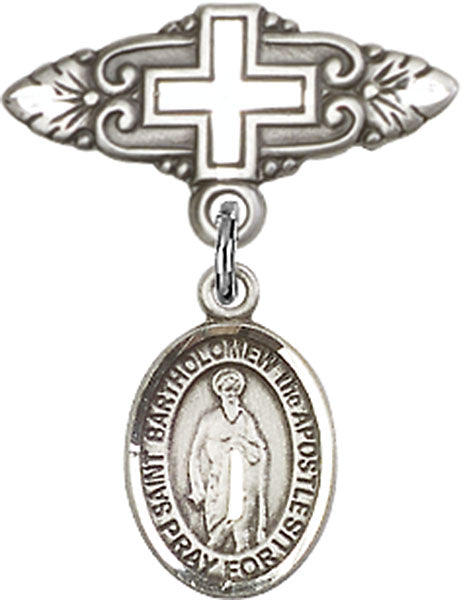 St. Bartholomew the Apostle Charm and Badge Pin with Cross