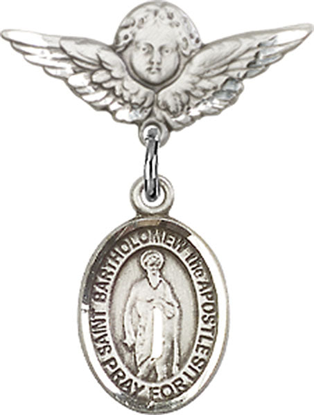 St. Bartholomew the Apostle Charm and Angel with Smaller Wings Badge Pin