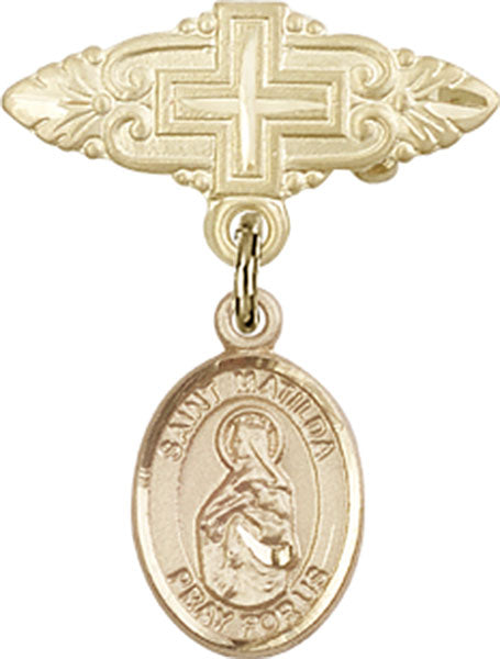 St. Matilda Charm and Badge Pin with Cross