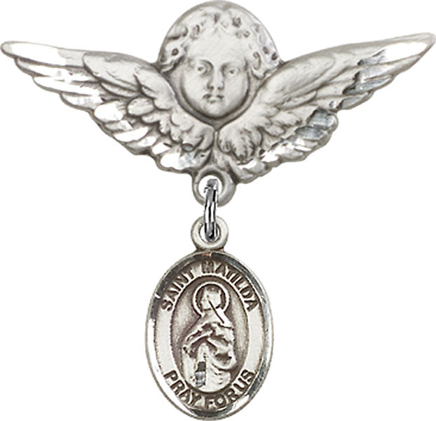 St. Matilda Charm and Angel with Larger Wings Badge Pin