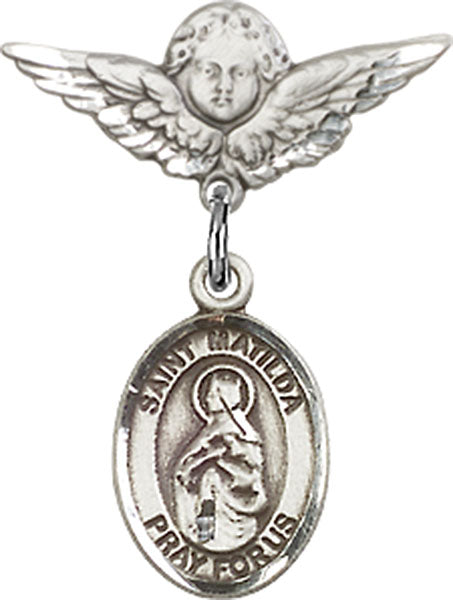 St. Matilda Charm and Angel with Smaller Wings Badge Pin