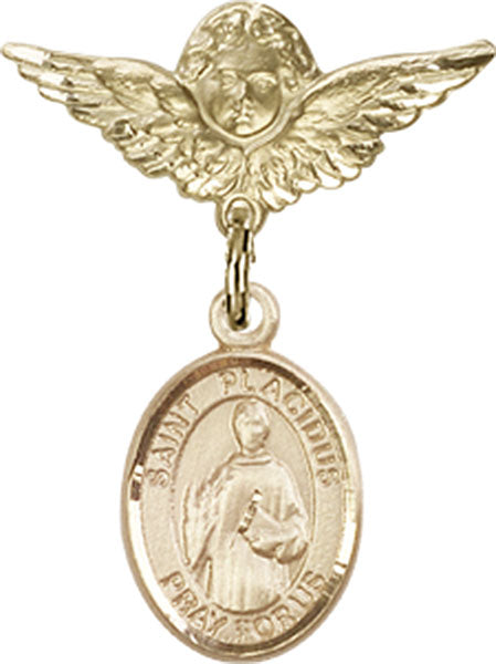 St. Placidus Charm and Angel with Smaller Wings Badge Pin