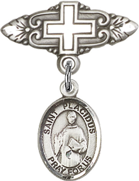 St. Placidus Charm and Badge Pin with Cross