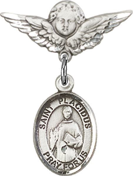 St. Placidus Charm and Angel with Smaller Wings Badge Pin