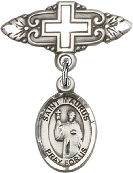St. Maurus Charm and Badge Pin with Cross