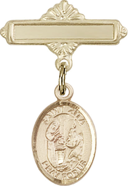 St. Zita Charm and Polished Engravable Badge Pin