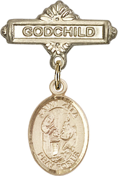 St. Zita Charm and Godchild Badge Pin
