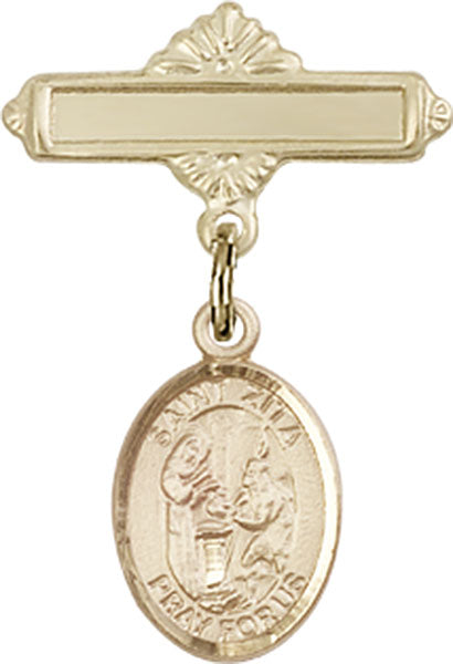 St. Zita Charm and Polished Engravable Badge Pin