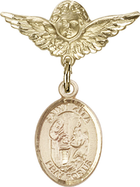 St. Zita Charm and Angel with Smaller Wings Badge Pin