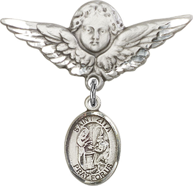 St. Zita Charm and Angel with Larger Wings Badge Pin