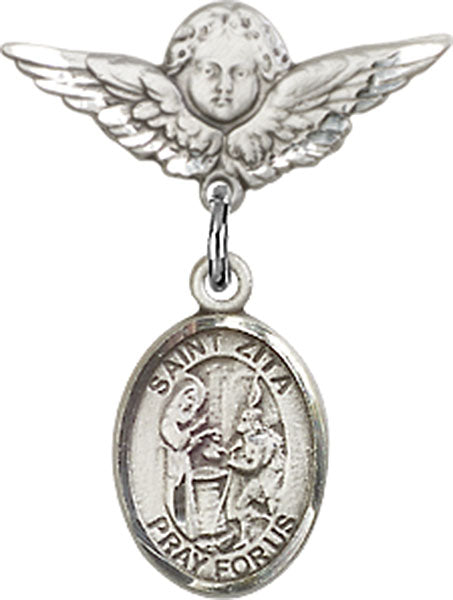 St. Zita Charm and Angel with Smaller Wings Badge Pin