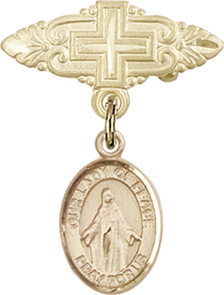 Our Lady of Peace Charm and Badge Pin with Cross
